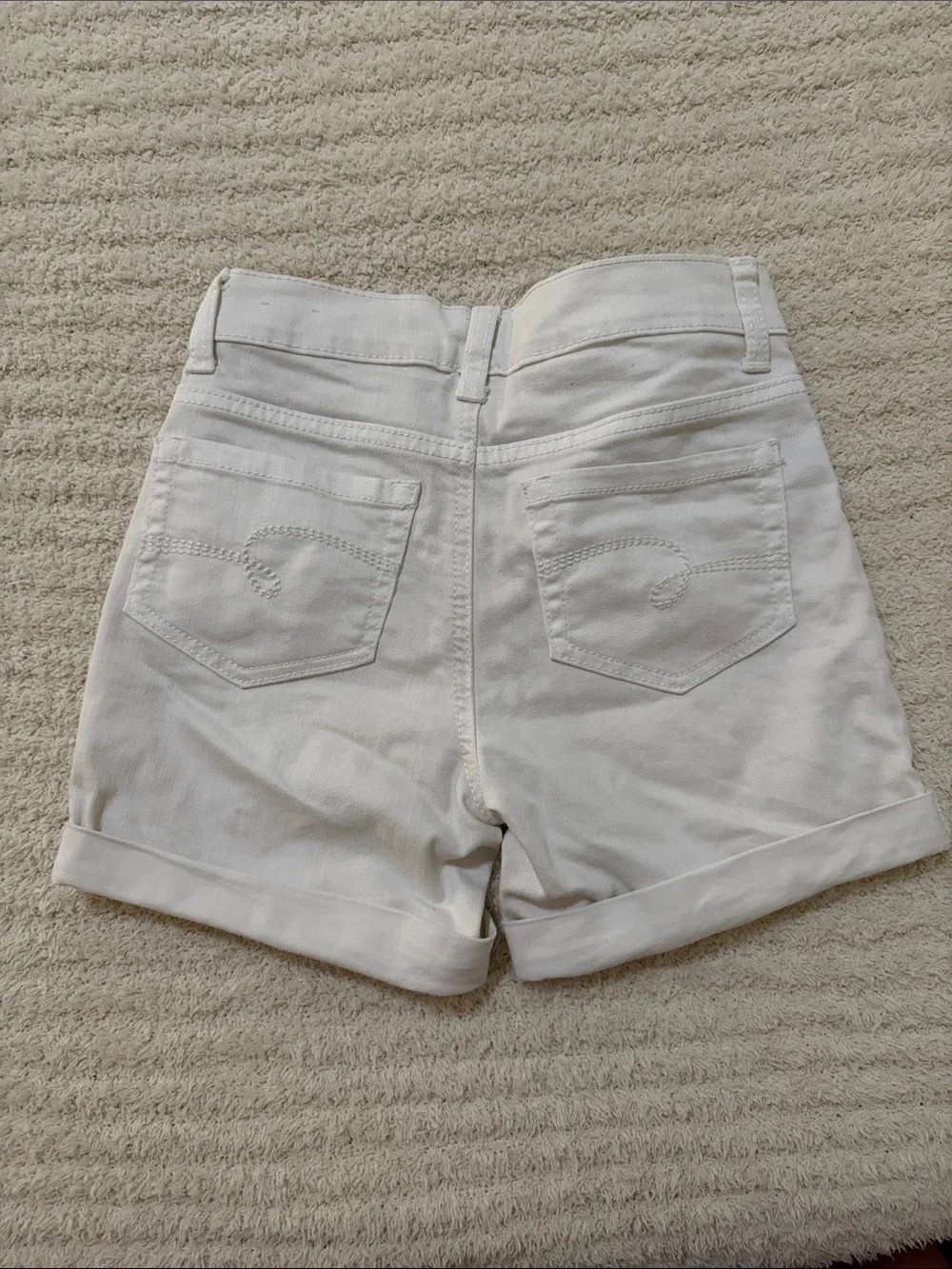 Justice Cream Button-Front Rolled-Hem Girls' Shorts